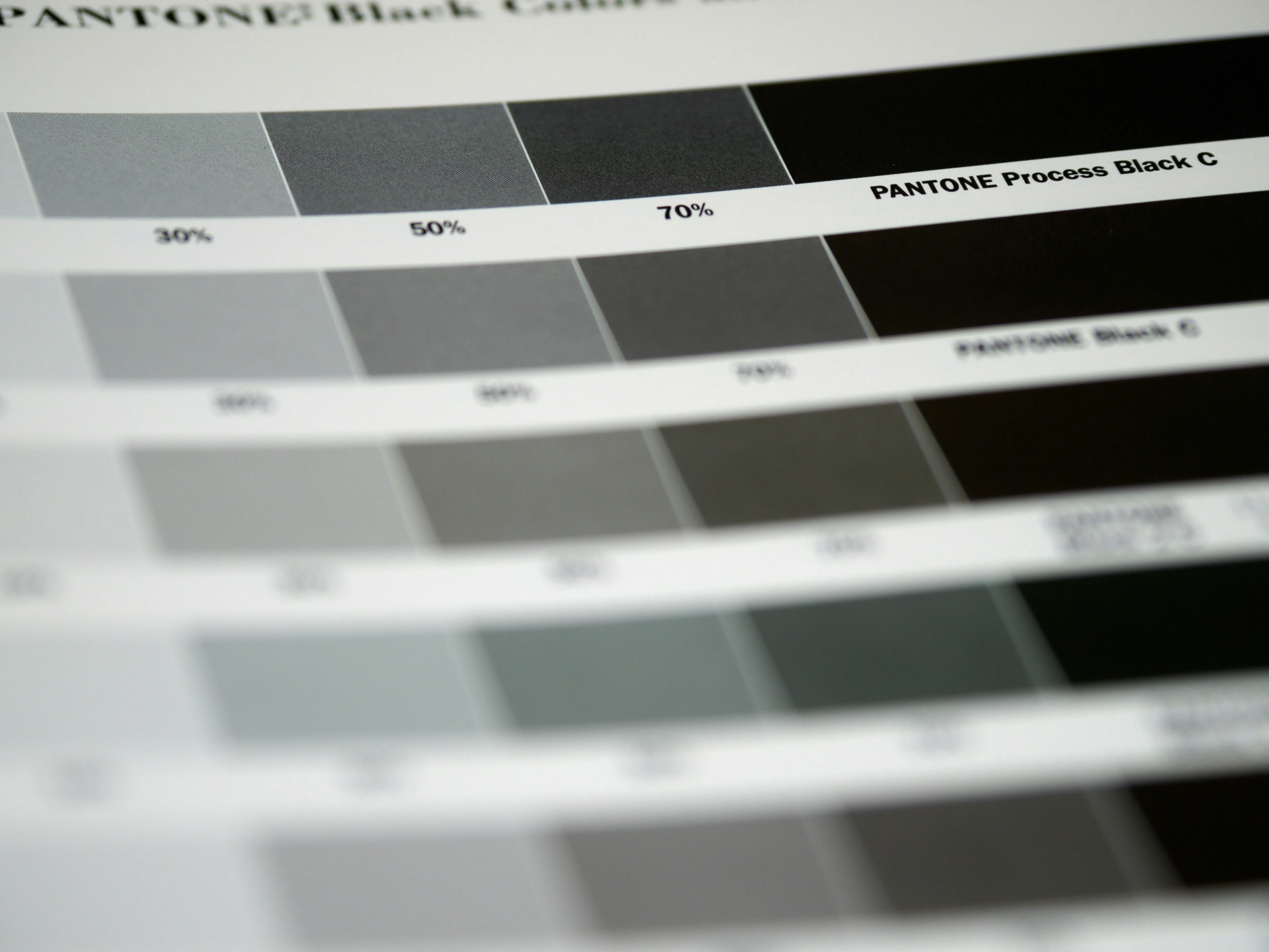 Acercamiento a un muestrario Pantone de colores, herramienta clave del diseño gráfico y la identidad de marca